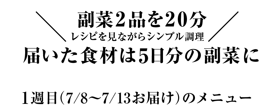 届いた食材は5日分の副菜2品に