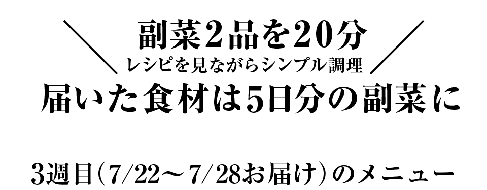 届いた食材は5日分の副菜2品に