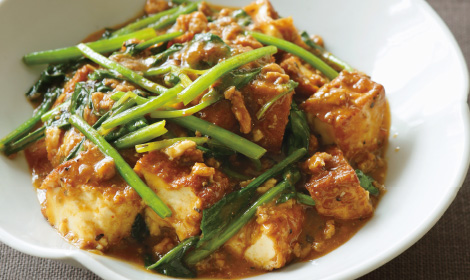 ほうれんそうの麻婆揚げ豆腐
