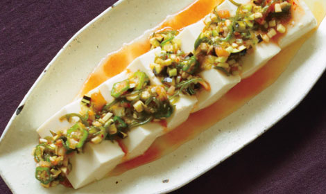 刻み野菜のキムチダレやっこ