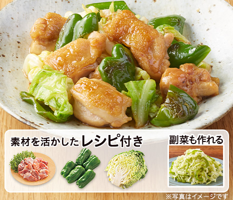 レシピ付き食材セット・たっぷりキャベツと鶏肉の甘辛炒め+副菜