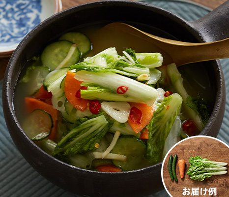 【ベジオタのひと皿】やわらかべか菜の水キムチ