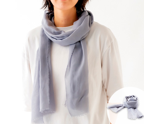 予約　オーガニックコットンガーゼマフラー（ブルーグレー）