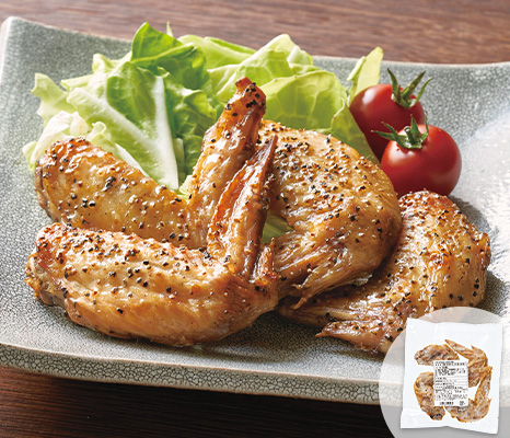 国産若鶏の手羽先　黒胡椒焼き