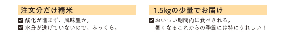少量お届けお米 特徴