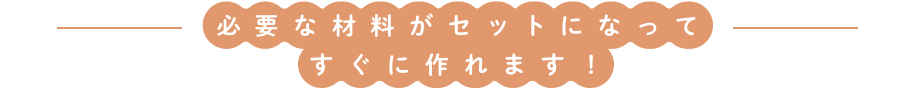 必要な材料がセットになってすぐに作れます！