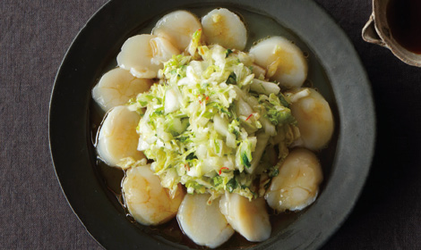 白菜とホタテの中華風カルパッチョ