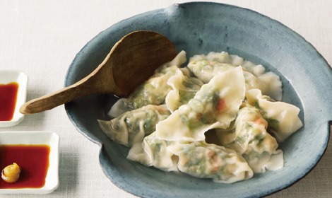 菜花とエビの生姜餃子