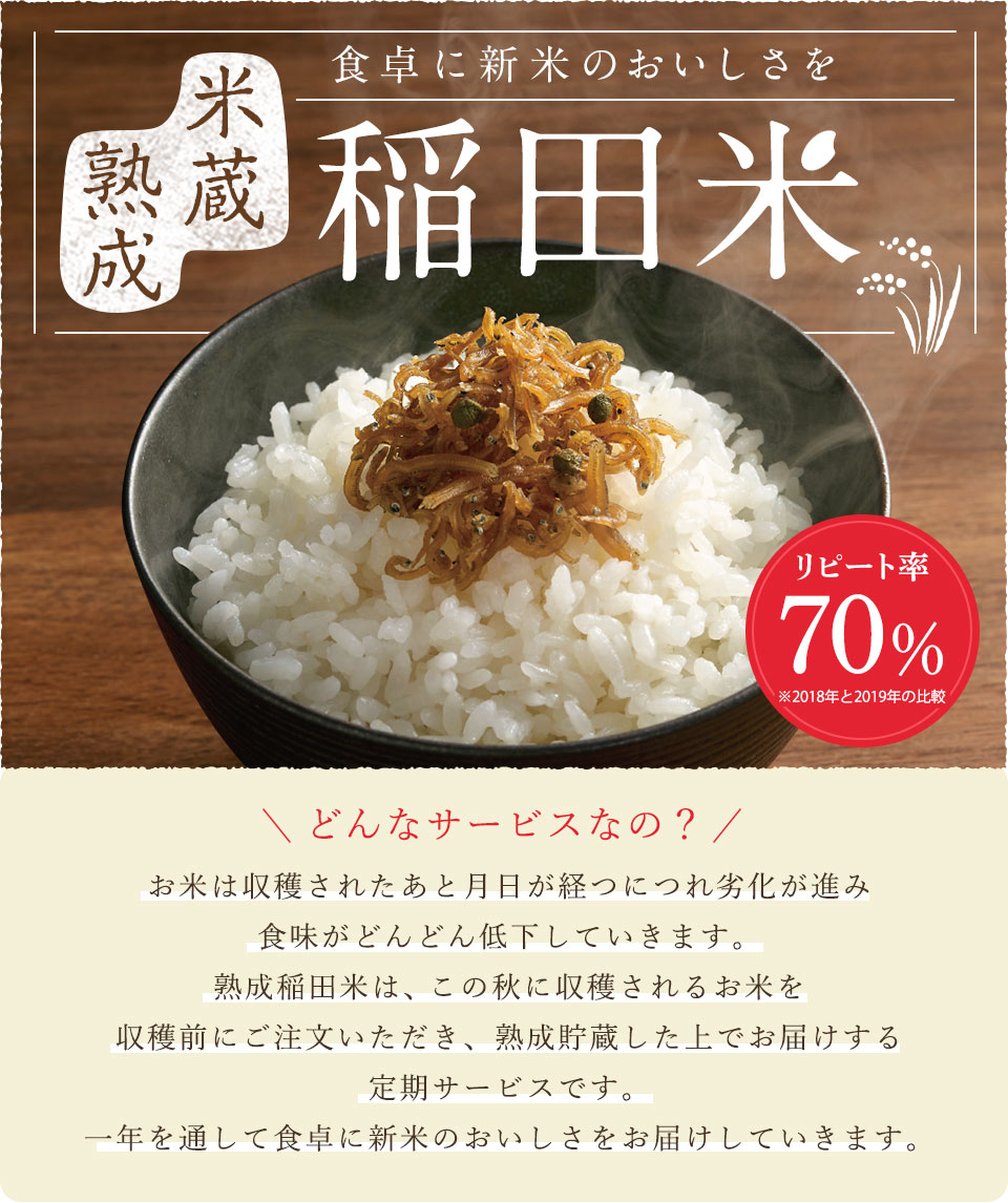 食卓に新米のおいしさを 米蔵熟成 稲田米