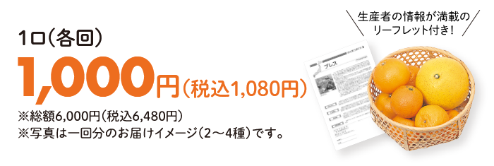 1口(各回)1,000円(税込1,080円) 生産者の情報が満載のリーフレット付き!