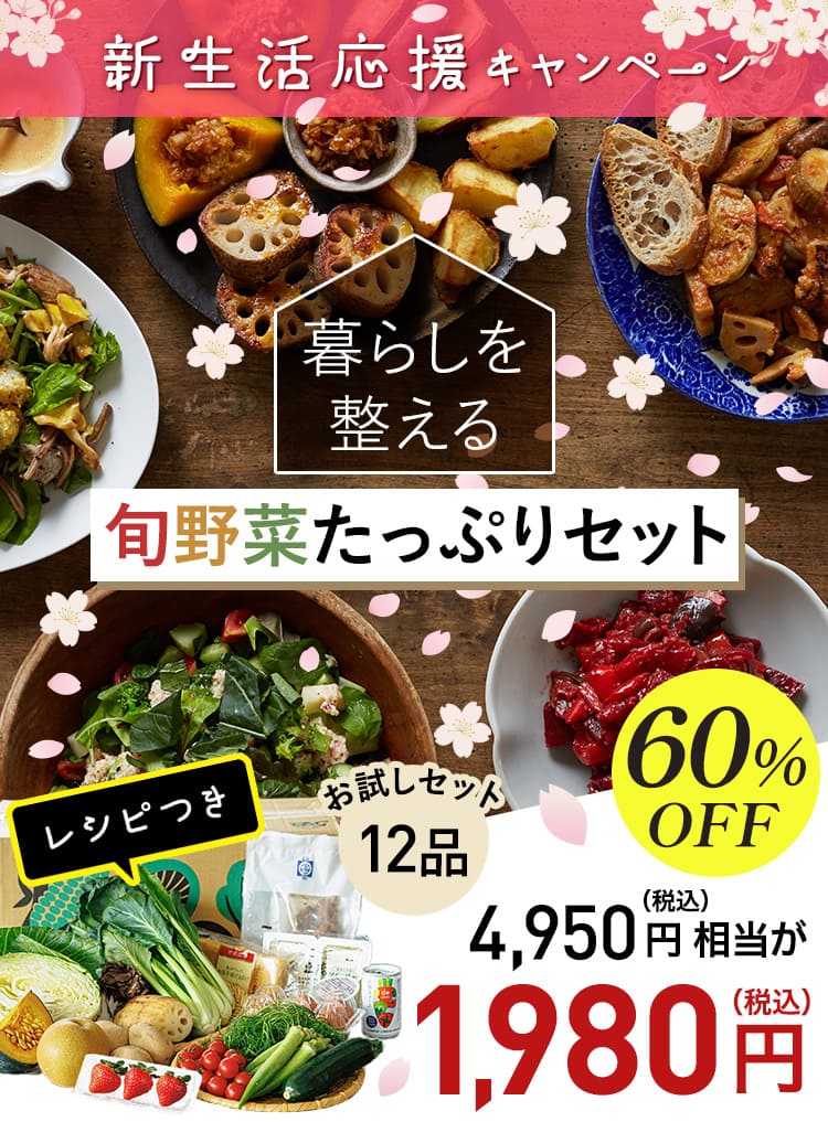 暮らしを整えるレシピ付き旬野菜たっぷりセット