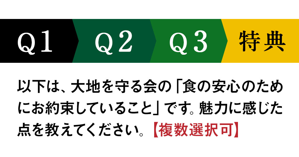 Q3大地を守る会の食材宅配について気になった特徴を教えてください