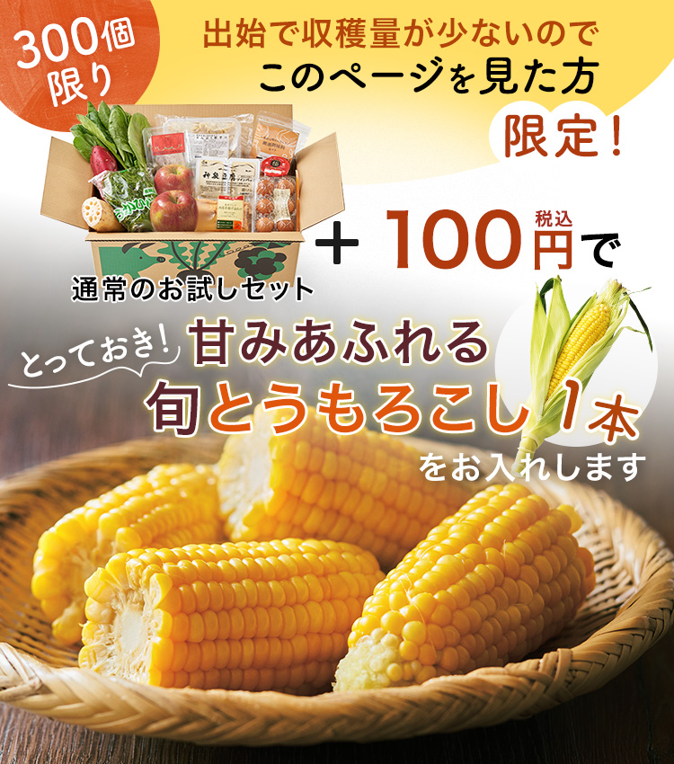+100円でとうもろこし1本お入れします