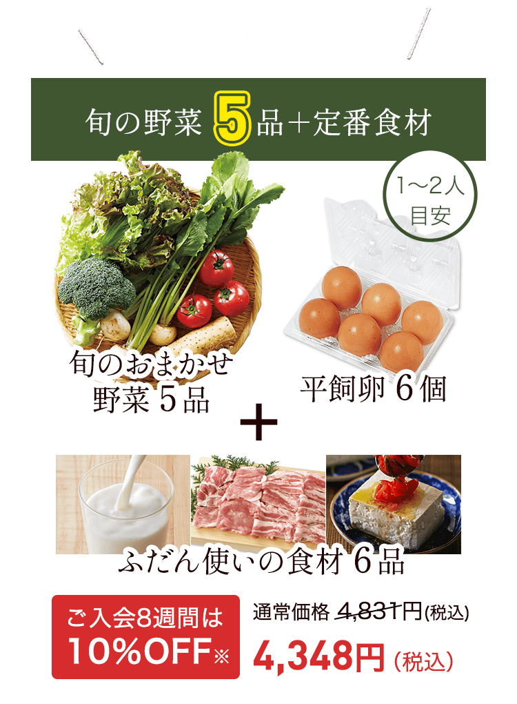 旬の野菜5品＋定番食材