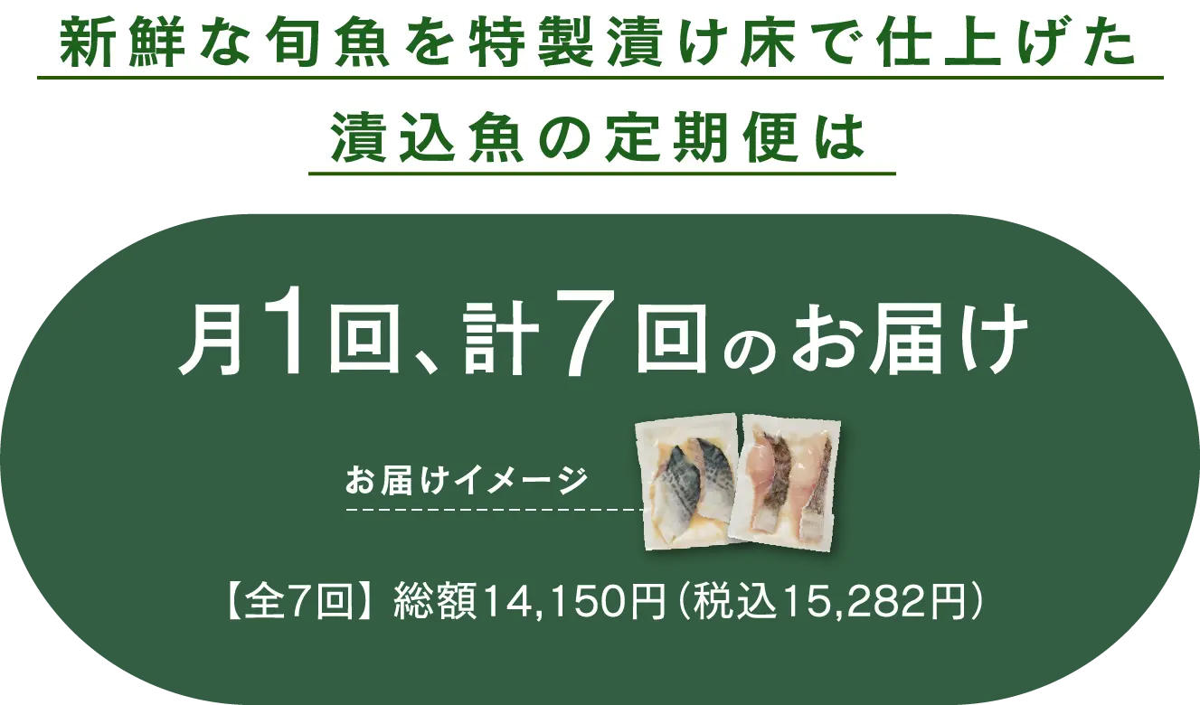 新鮮な旬魚を特製漬け床で仕上げた漬込魚の定期便は約3週に1回、計8回のお届け