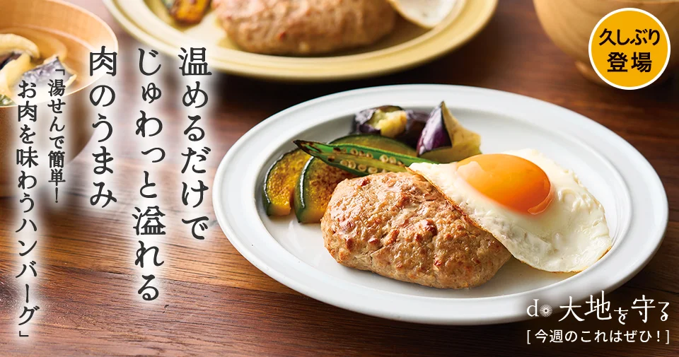 湯せんで簡単お肉を味わうハンバーグ