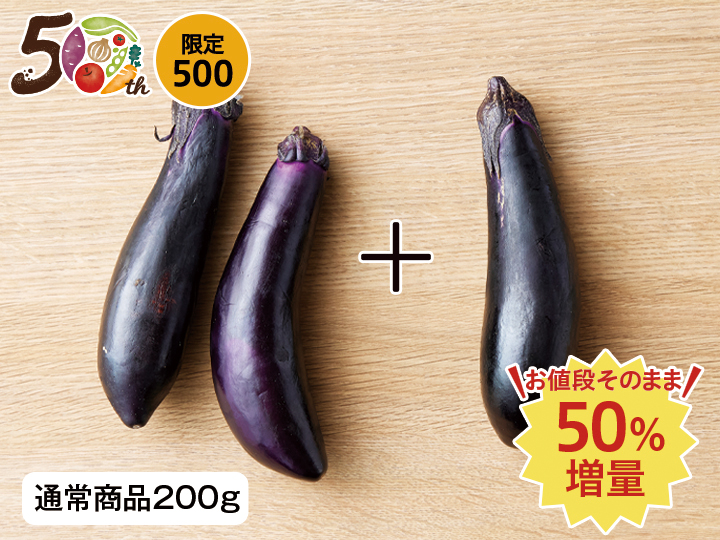 【記念商品・50％増量】◆皮までおいしい彩やか◆なす　300G