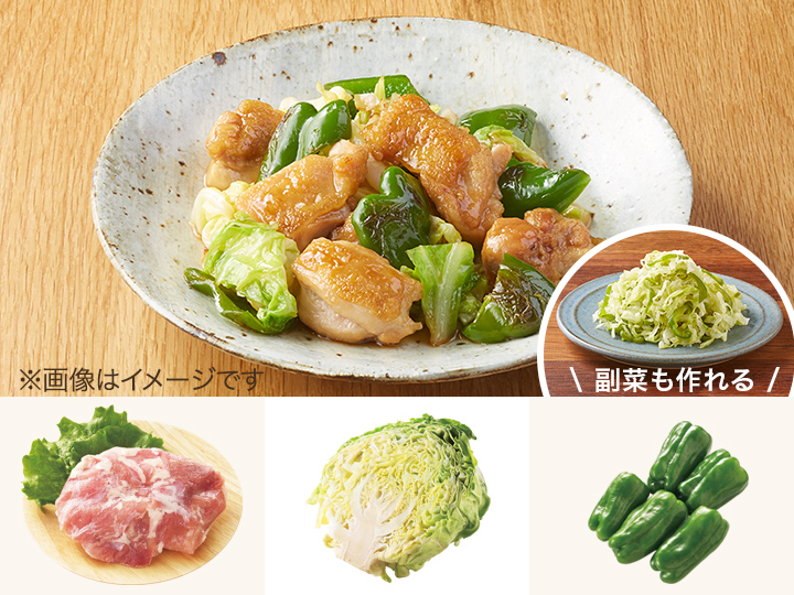 レシピ付き食材セット・たっぷりキャベツと鶏肉の甘辛炒め＋副菜
