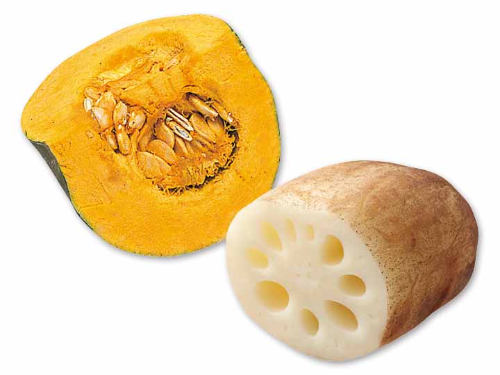 焼くだけで、甘みと香ばしさがふわっと　かぼちゃ＆れんこんのセット