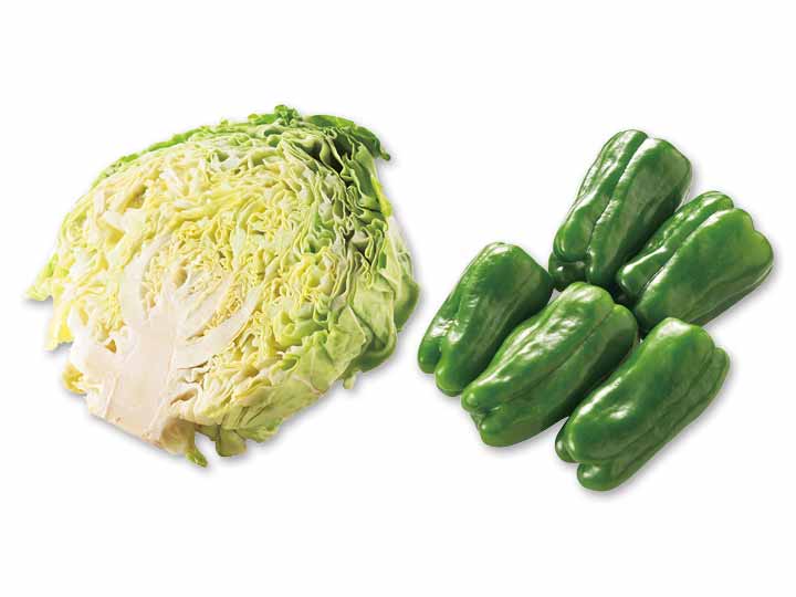 どんな日にも、頼れる野菜たち　キャベツ1／2＆ピーマンのセット