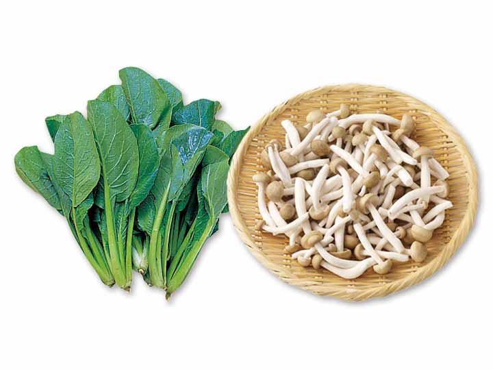 噛むほどに広がるうまみ　小松菜＆ぶなしめじのセット