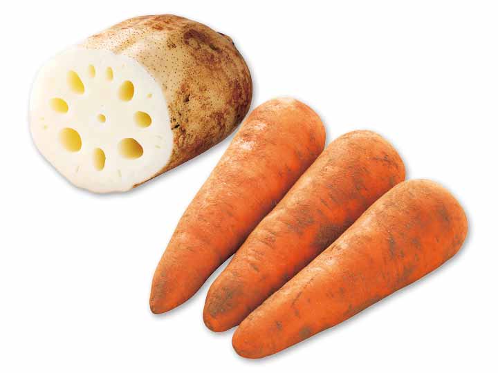 ほくっと広がる甘みと、もっちり食感　人参＆加賀れんこんのセット