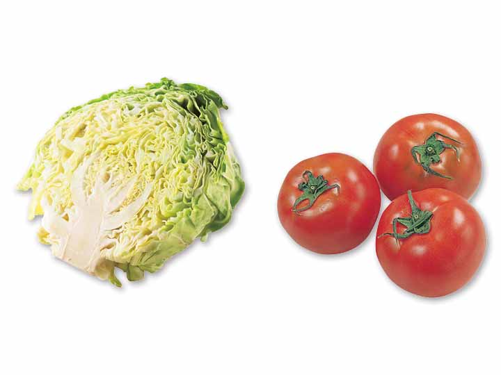 フレッシュな一皿へ　キャベツ1／2＆トマトのセット