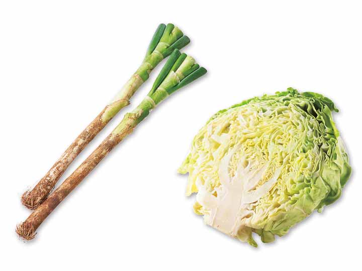 火を通して甘みが引き立つ　長ねぎ＆キャベツ1／2のセット