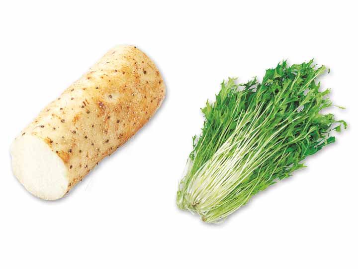 サラダからお味噌汁まで幅広く　長いも＆水菜のセット