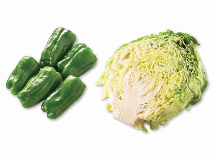 考えなくていい炒め野菜　ピーマン＆三河の寒熟キャベツ1／2のセット