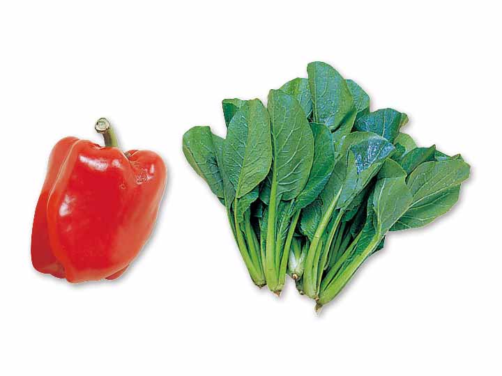 シャキッと食感と鮮やかな彩りを　パプリカ＆小松菜のセット