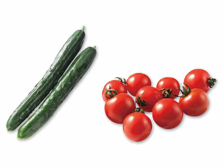 手間なく、彩り添えるもう一品　きゅうり＆ミニトマトのセット
