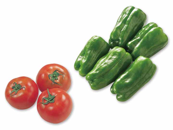 食卓がぱっと明るく　ピーマン＆トマトのセット