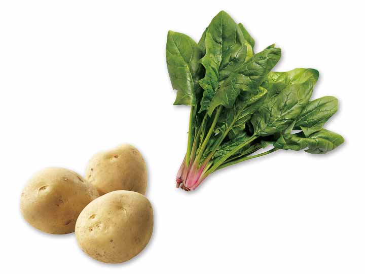 さっとソテーで素材を味わう　新じゃがいも＆ほうれんそうのセット