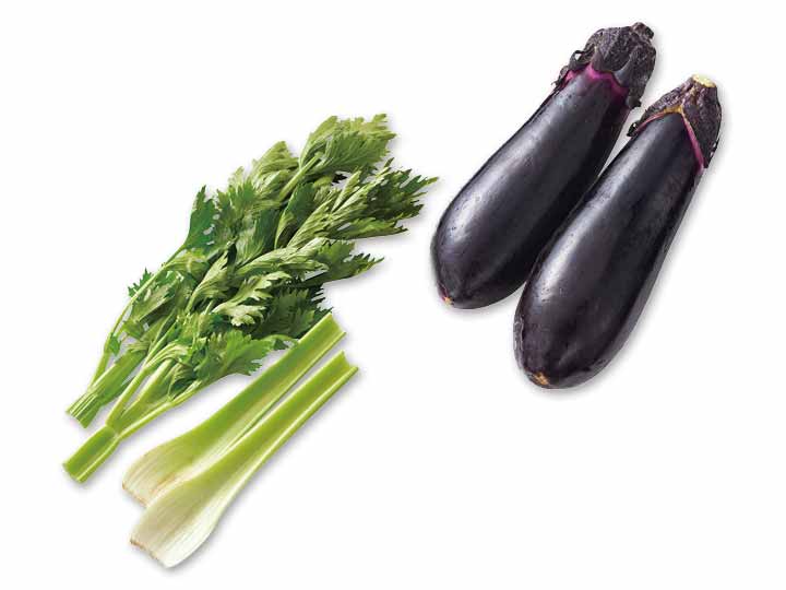 春の食卓に、香り引き立つ　グリーンセロリ＆なすのセット