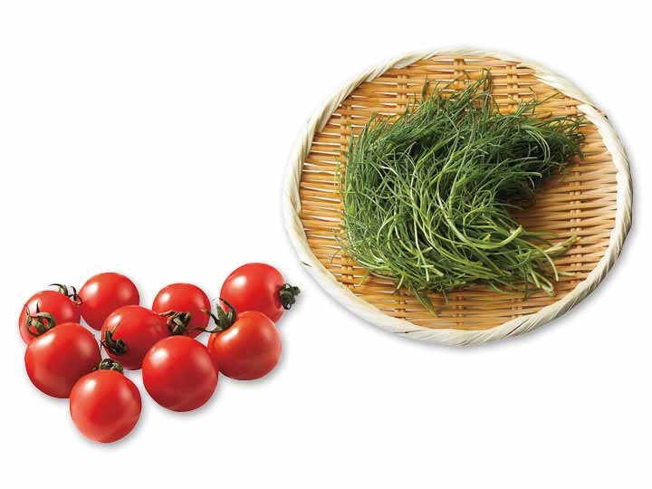 さっと和えるだけで、初夏の一皿　ミニトマト＆おかひじきのセット