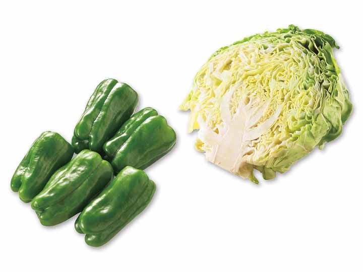 さっと炒めて、満足おかず　ピーマン＆キャベツ1／2のセット