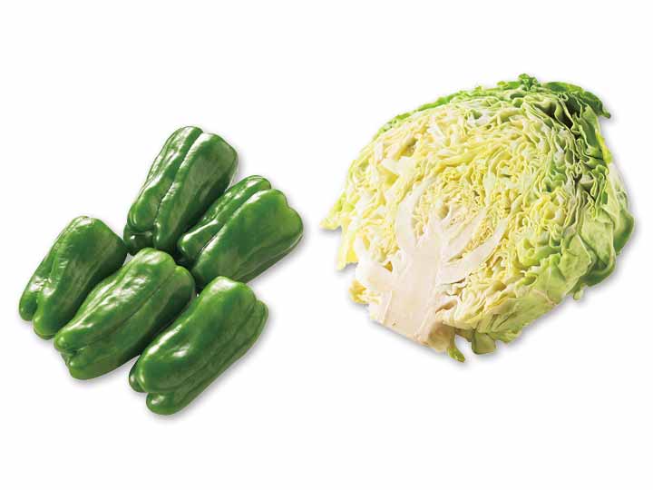 野菜炒めにうれしい　ピーマン＆キャベツ1／2のセット