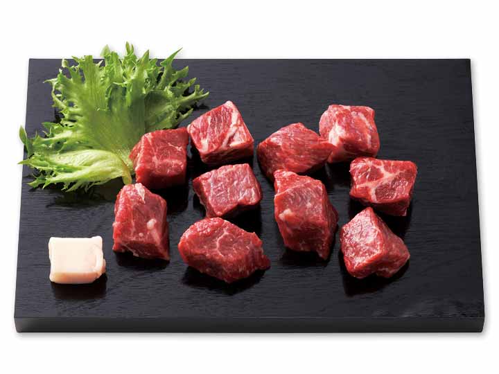 冷凍　短角牛　イチボサイコロステーキ用