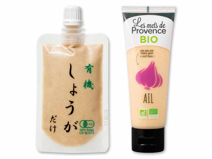 便利に使える　有機国産おろししょうが＆有機ガーリックペーストセット