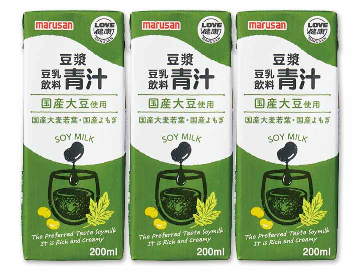 ゴクゴク飲める　国産大豆の豆乳飲料（大麦若葉＆よもぎ）3本