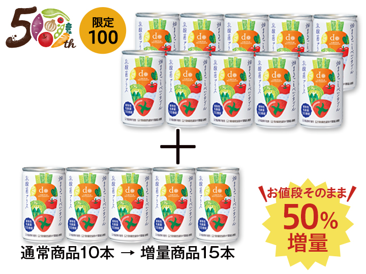 【記念商品・50％増量】畑まるごとベジタブル　乳酸菌プラス15缶