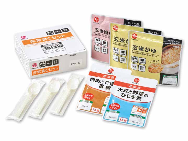 非常食3食セットC(鶏肉とごぼうの旨煮・大豆と野菜のひじき煮/おかゆ2種)_2