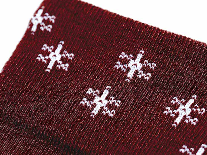 予約 薄くてもあったかゴムなし雪柄ソックス_3