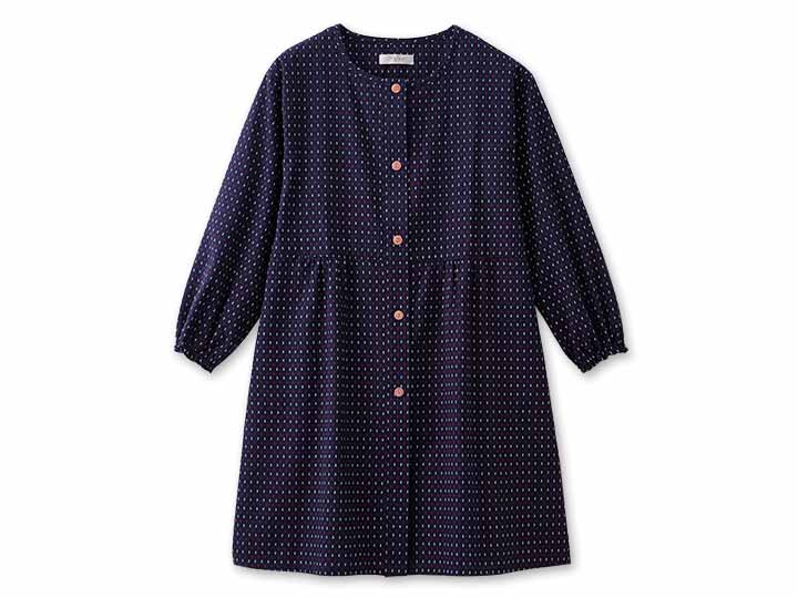 予約　【日本製】久留米織かっぽう着（赤入りあられ）Ｍ−Ｌ