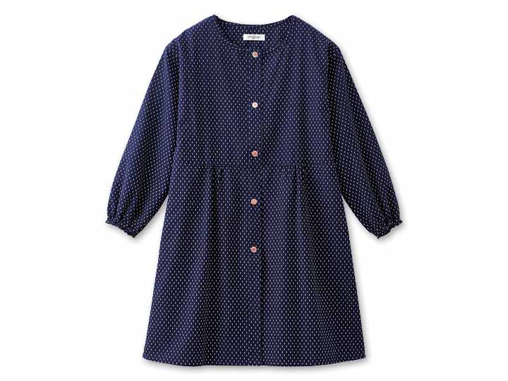 予約　【日本製】久留米織かっぽう着（白あられ）Ｍ−Ｌ