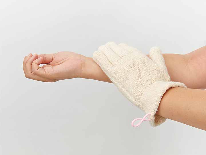 予約　オーガニックコットン浴用ボディウォッシュ手袋（生成）Ｓ_2