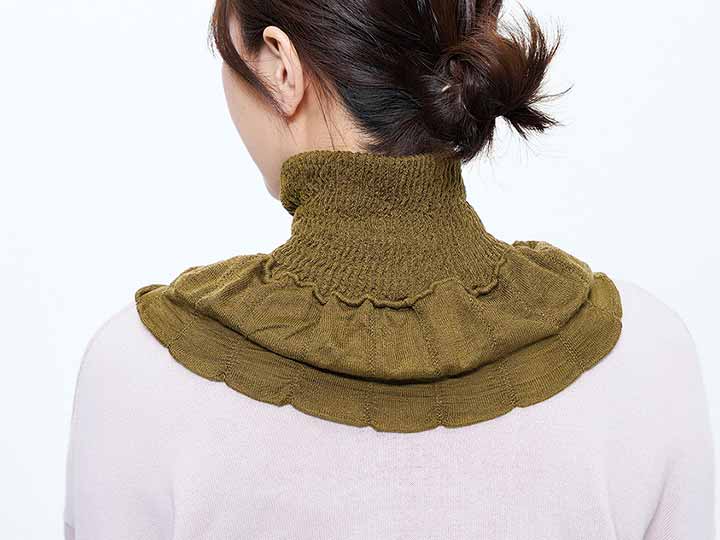 予約　しっとりシルクネックカバー（オリーブ）_3