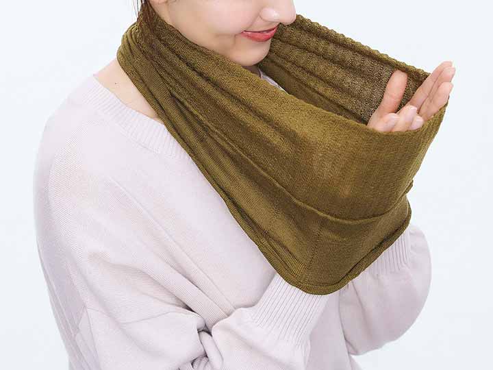 予約　しっとりシルクネックカバー（オリーブ）_4