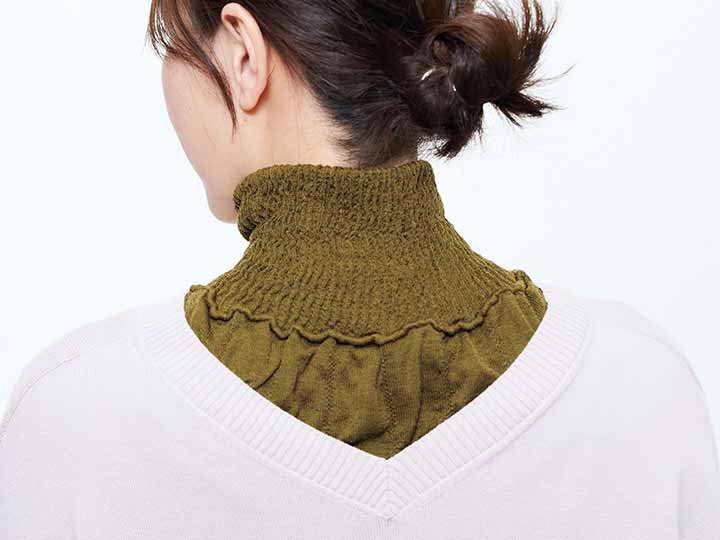 予約　しっとりシルクネックカバー（オリーブ）_5
